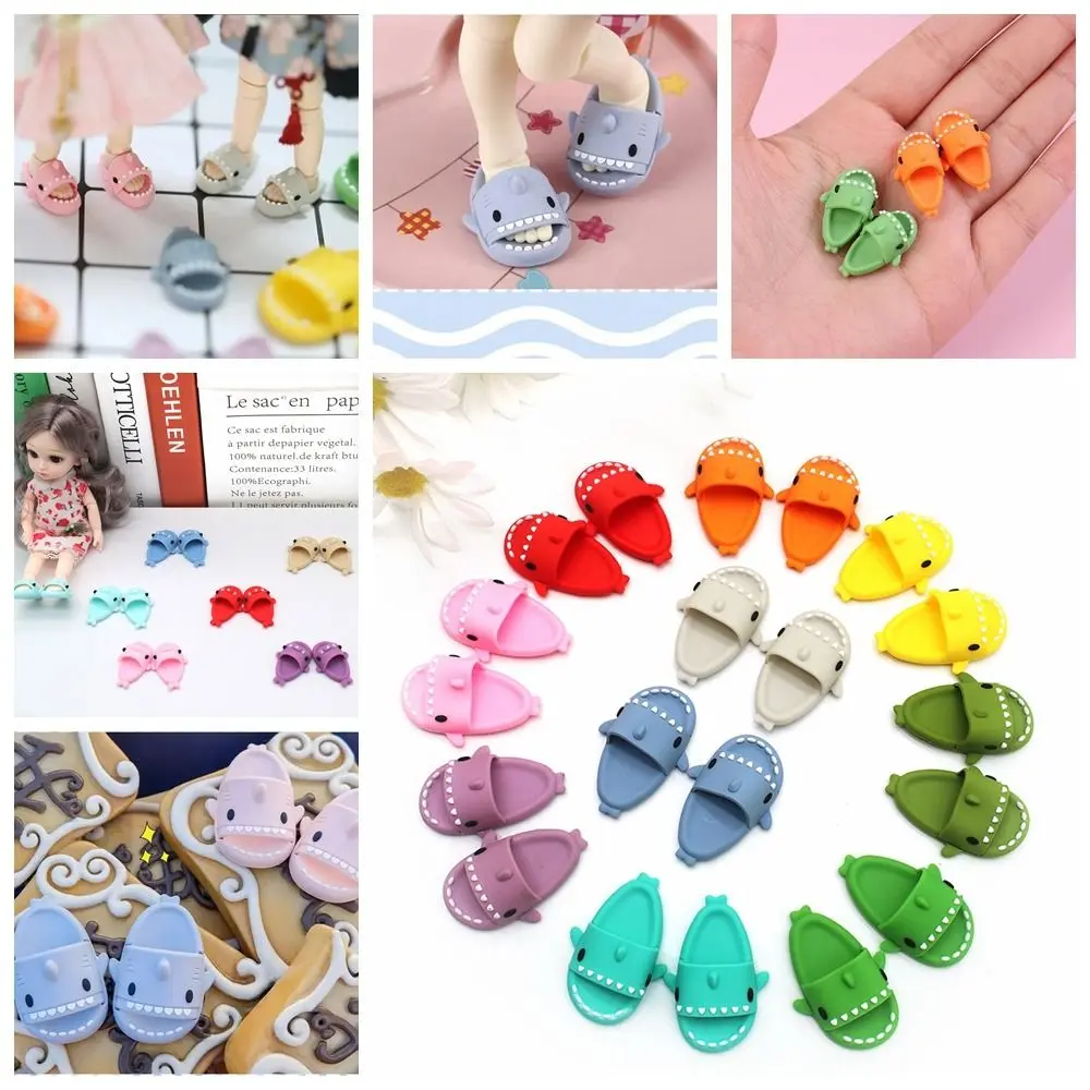Mini Ob11 Doll Shark Slippers Shark Shape Round Toe BJD12 Doll Shoes Slippers Plastic OB11 Shark Shoes For Ob11 1/12 Bjd Doll