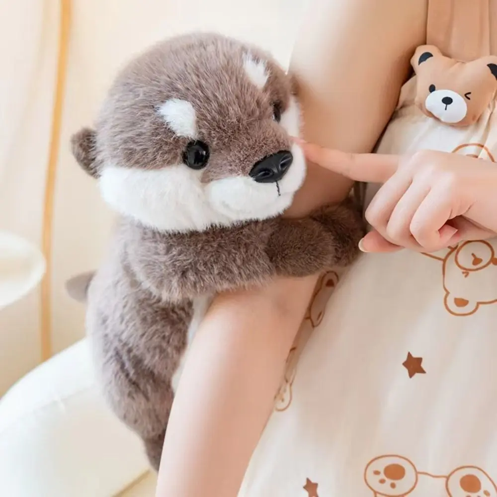 PP Cotton Brown Otter Plush Toy Soft Lifelike Chubby Otter Stuffed Animal Dolls Comfortable Ins Simulation Otter Toy Doll