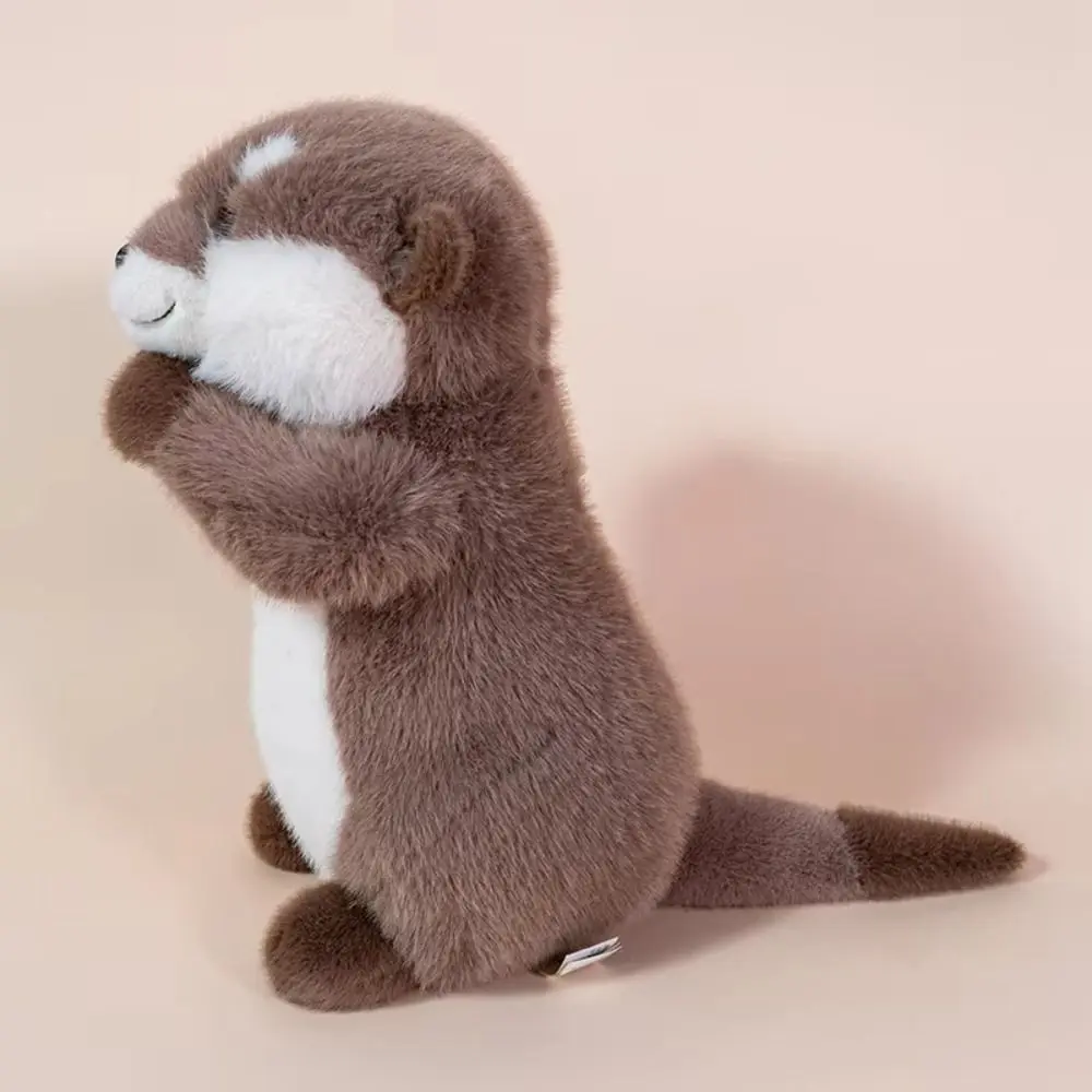 PP Cotton Brown Otter Plush Toy Soft Lifelike Chubby Otter Stuffed Animal Dolls Comfortable Ins Simulation Otter Toy Doll