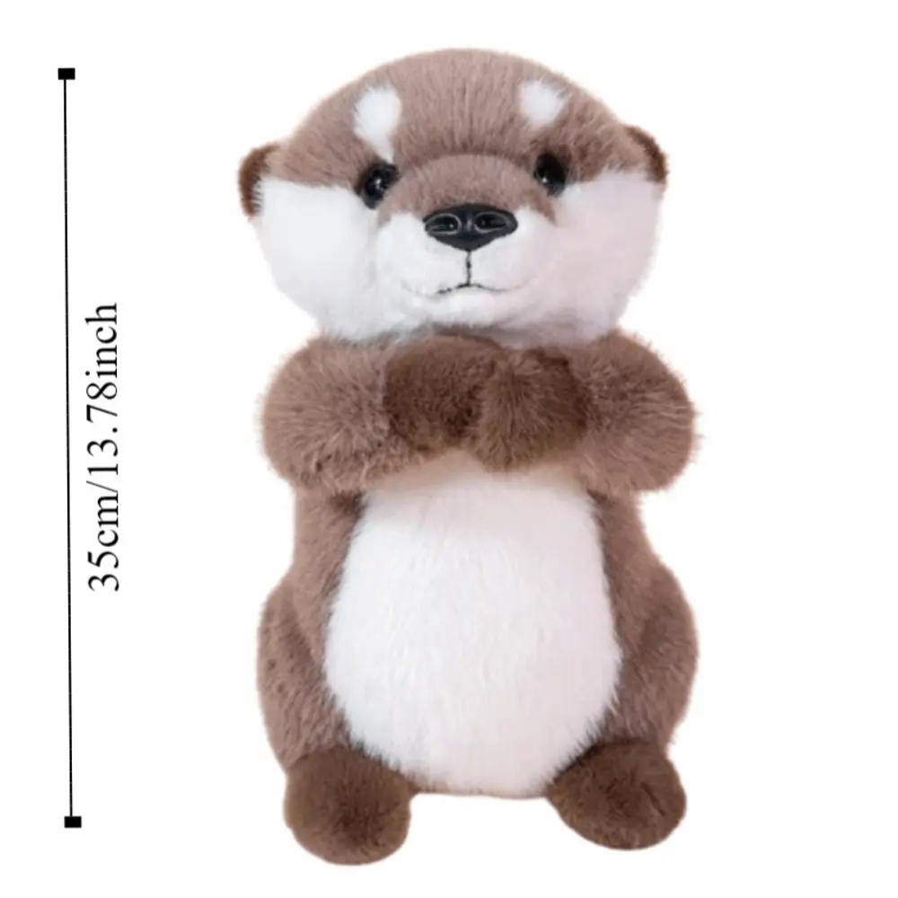 PP Cotton Brown Otter Plush Toy Soft Lifelike Chubby Otter Stuffed Animal Dolls Comfortable Ins Simulation Otter Toy Doll