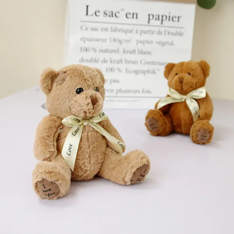 1pc 18cm Lovely Patch Bear Dolls Bear Soft Stuffed Toy Bear Baby Toy Kids Girls Birthday Brinquedos Wedding Gifts