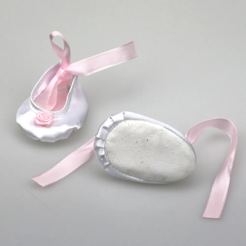 1 Pair Cloth Bow Doll Shoes Low Top Bowknot Mini Ballet Shoe Cartoon Tie Up Doll Mini Shoes Dollhouse Miniature