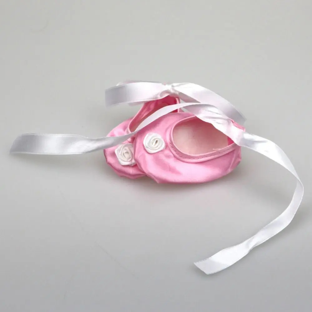 1 Pair Cloth Bow Doll Shoes Low Top Bowknot Mini Ballet Shoe Cartoon Tie Up Doll Mini Shoes Dollhouse Miniature