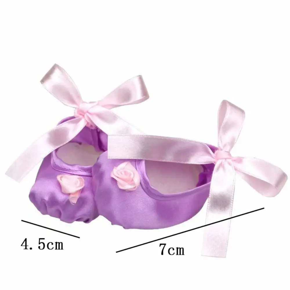 1 Pair Cloth Bow Doll Shoes Low Top Bowknot Mini Ballet Shoe Cartoon Tie Up Doll Mini Shoes Dollhouse Miniature