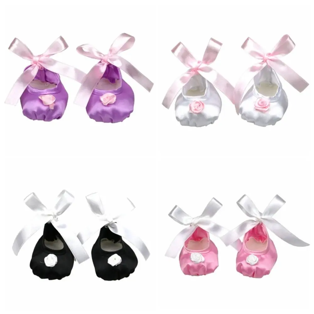 1 Pair Cloth Bow Doll Shoes Low Top Bowknot Mini Ballet Shoe Cartoon Tie Up Doll Mini Shoes Dollhouse Miniature
