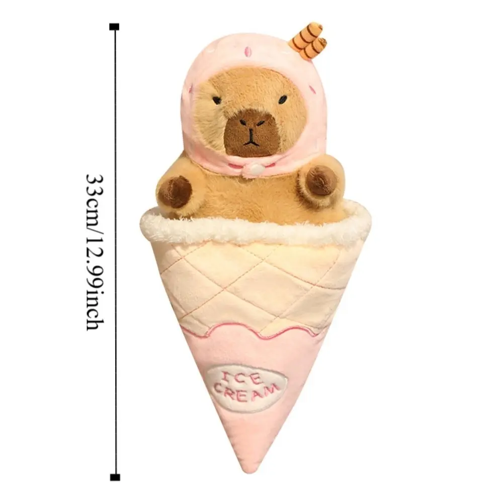 Ice Cream Cone Capybara Plush Toy Cross Dressing Detachable Capybara Plush Doll Soft Fluffy Capybara Stuffed Doll