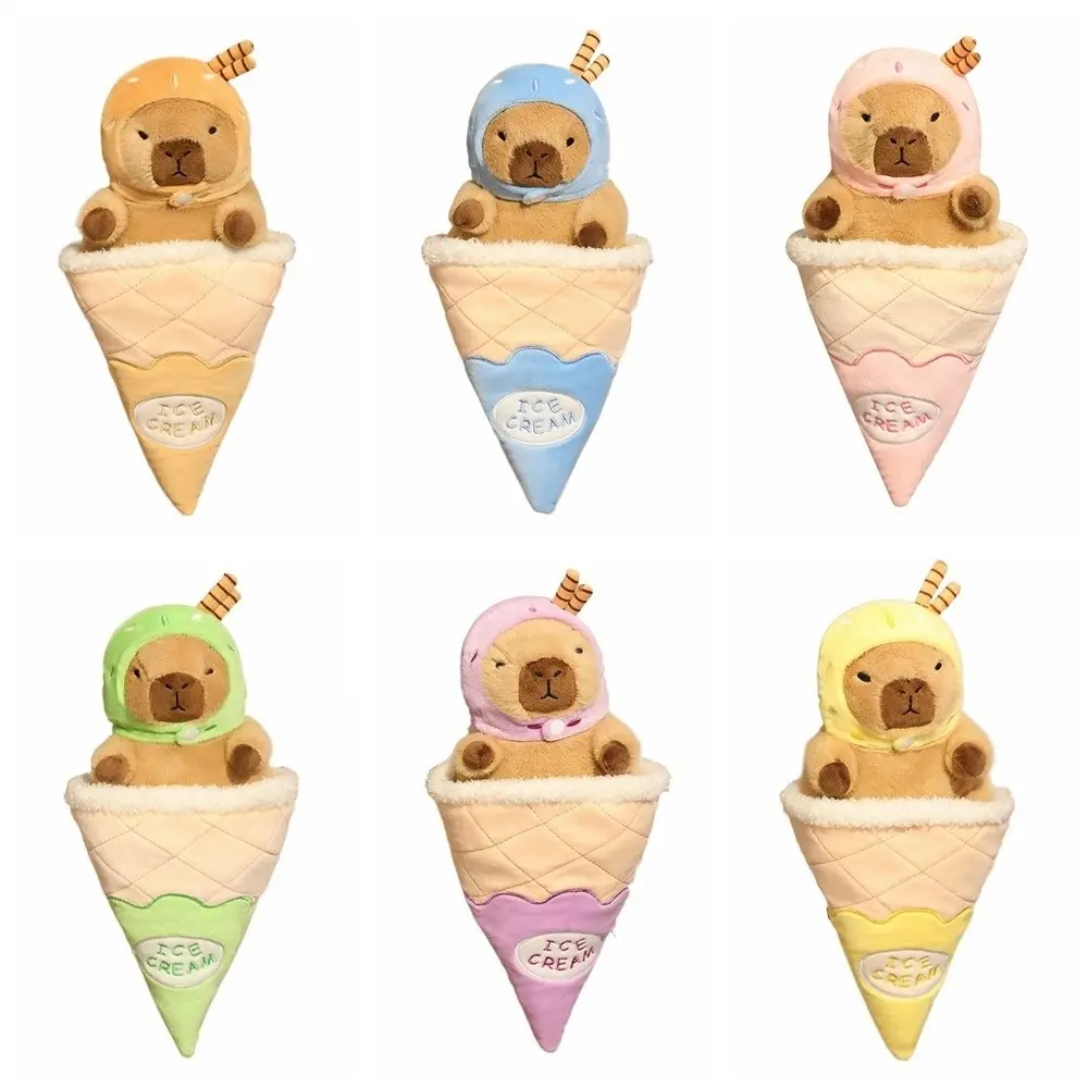 Ice Cream Cone Capybara Plush Toy Cross Dressing Detachable Capybara Plush Doll Soft Fluffy Capybara Stuffed Doll