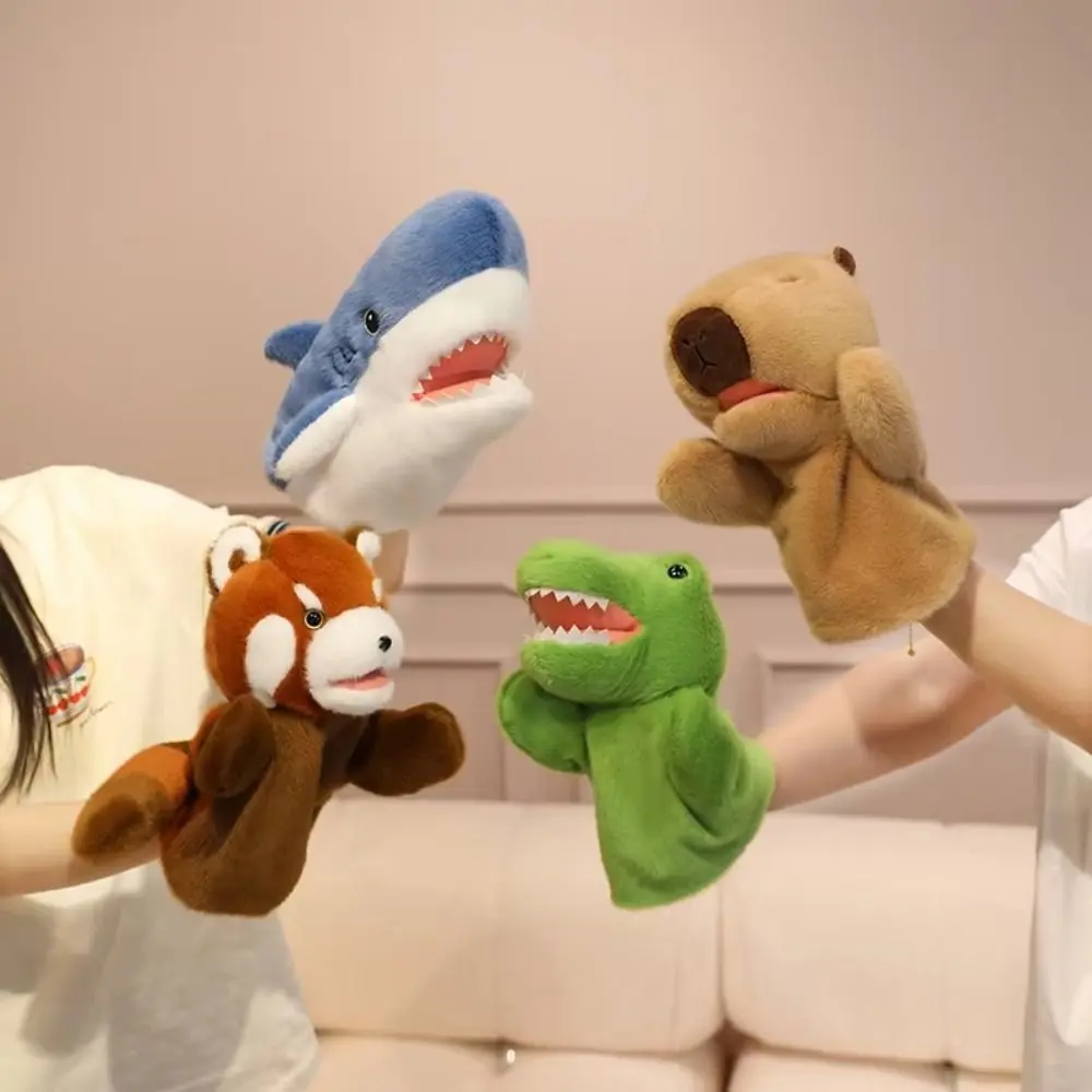 Frog Animal Hand Puppet Storytelling Movable Mouth Stuffed Plush Shark Toys Duck Early Education Hand Finger Story Puppet