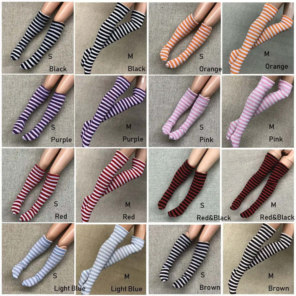 1 Pair 1/6 Stripe Socks for Doll Stocking Clothes Accessories Children Girl DIY Christmas Gift Dollhouse Decoration Toys