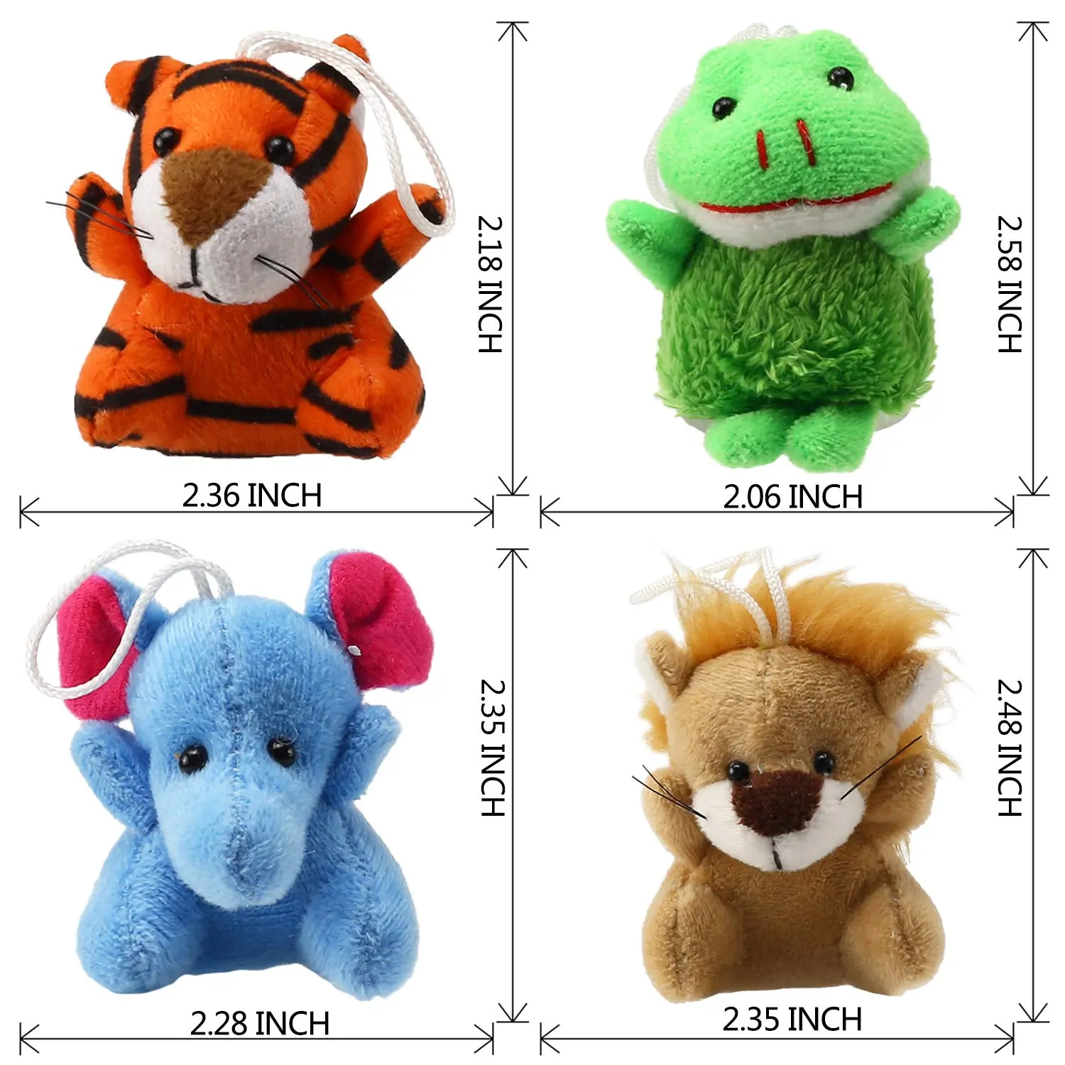 32 Piece Mini Plush Animal Toy Set, Cute Small Animals Plush Keychain Decoration for Themed Parties, Kindergarten Gift, Teacher