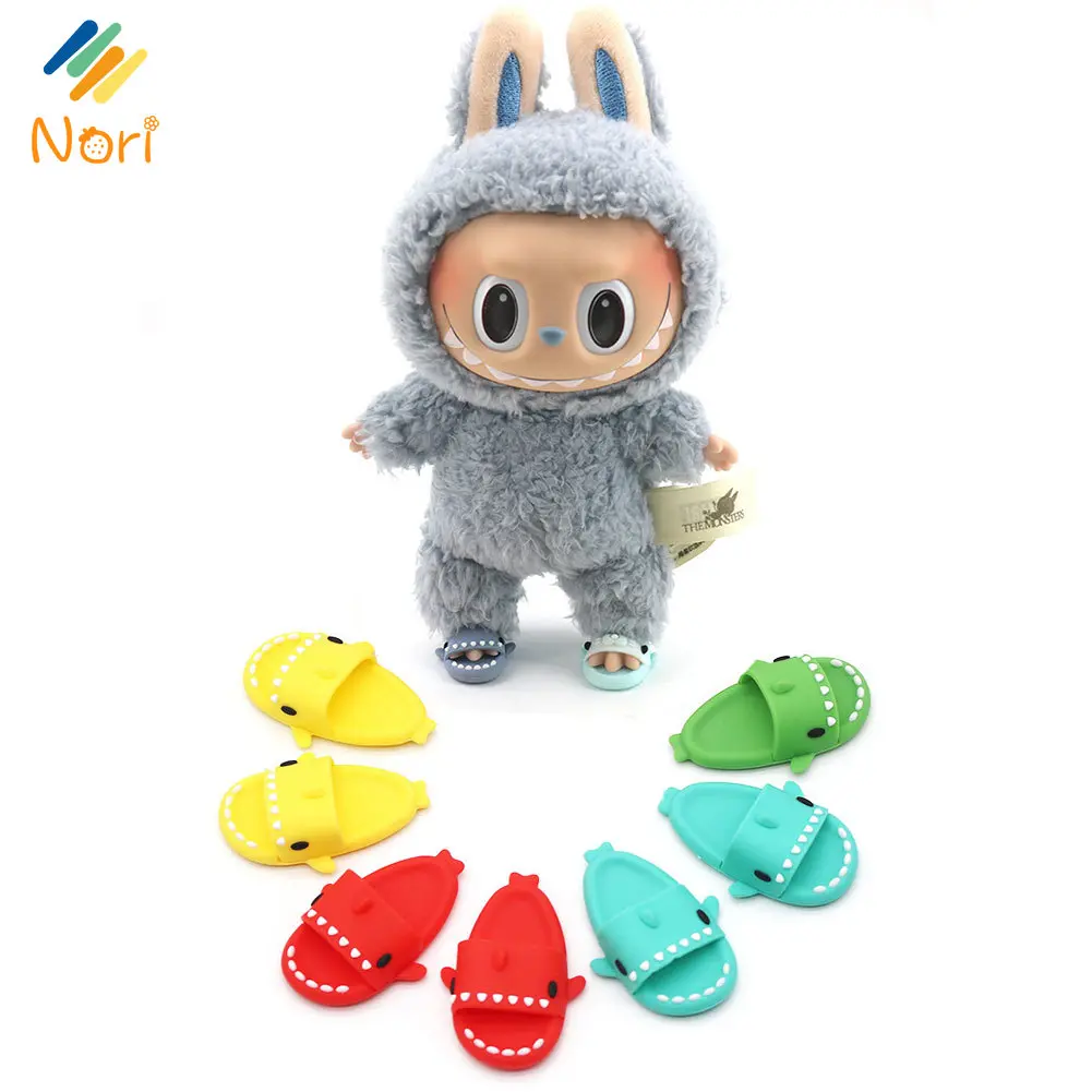 Nori Cartoon Shark Slippers Casual Sandal Dolls Accessories DIY Doll Toys for Labubu 17cm Doll