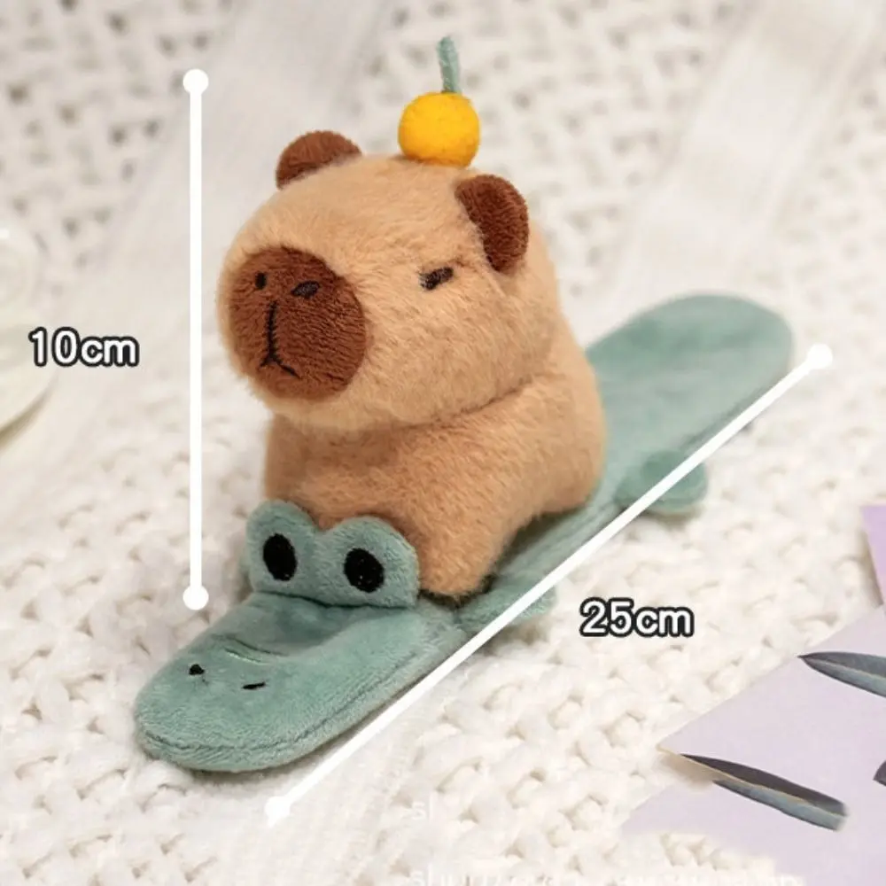 Lovely Animal Slap Snap Wrap Wristband Bracelet Capybara Dog Cat Plush Hand Ring Wristband Kids Toys Creative Funny Gift
