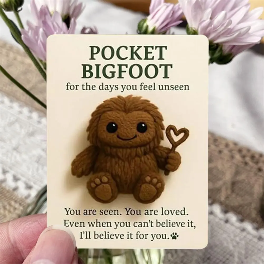Pocket Sasquatch Plush Doll Emotional Support Stuffed Mini Sasquatch Portable Positive Animal Sasquatch Doll