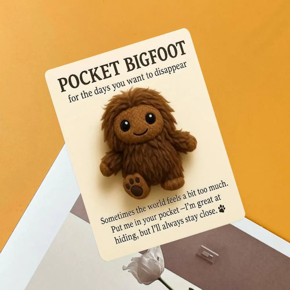 Pocket Sasquatch Plush Doll Emotional Support Stuffed Mini Sasquatch Portable Positive Animal Sasquatch Doll