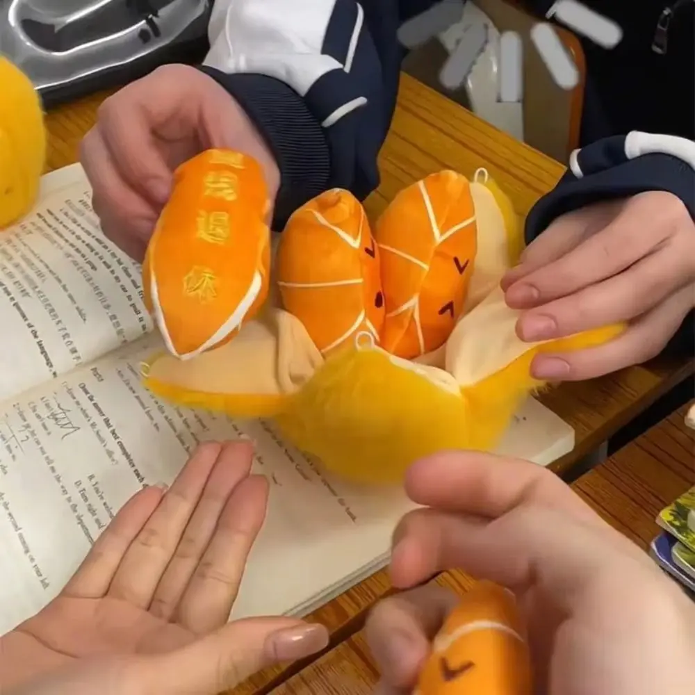 New Peelable Orange Segments Plush Toy Kawaii Stuffed Backpack Pendant Soft Cartoon Toy