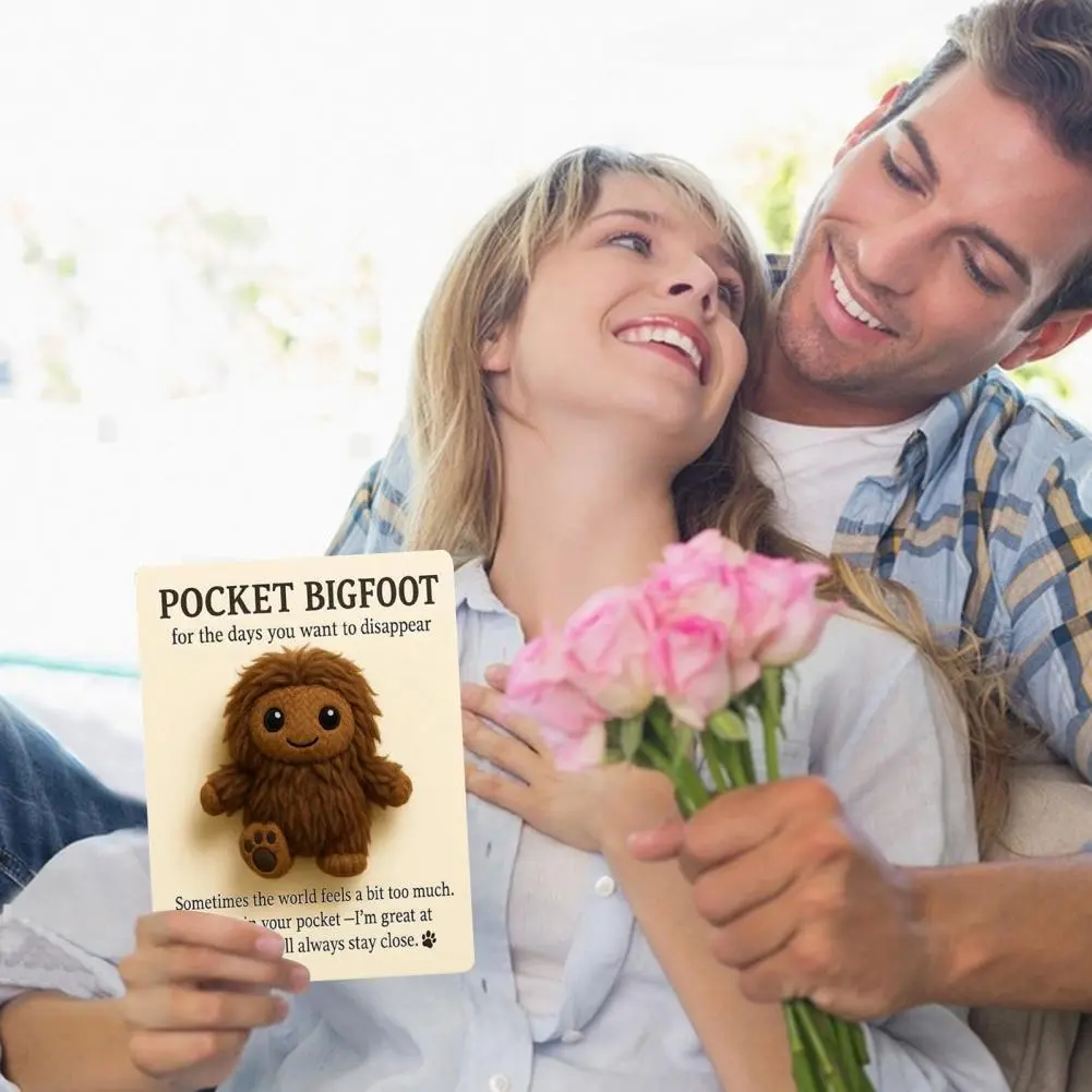 Pocket Sasquatch Plush Doll Emotional Support Stuffed Mini Sasquatch Portable Positive Animal Sasquatch Doll