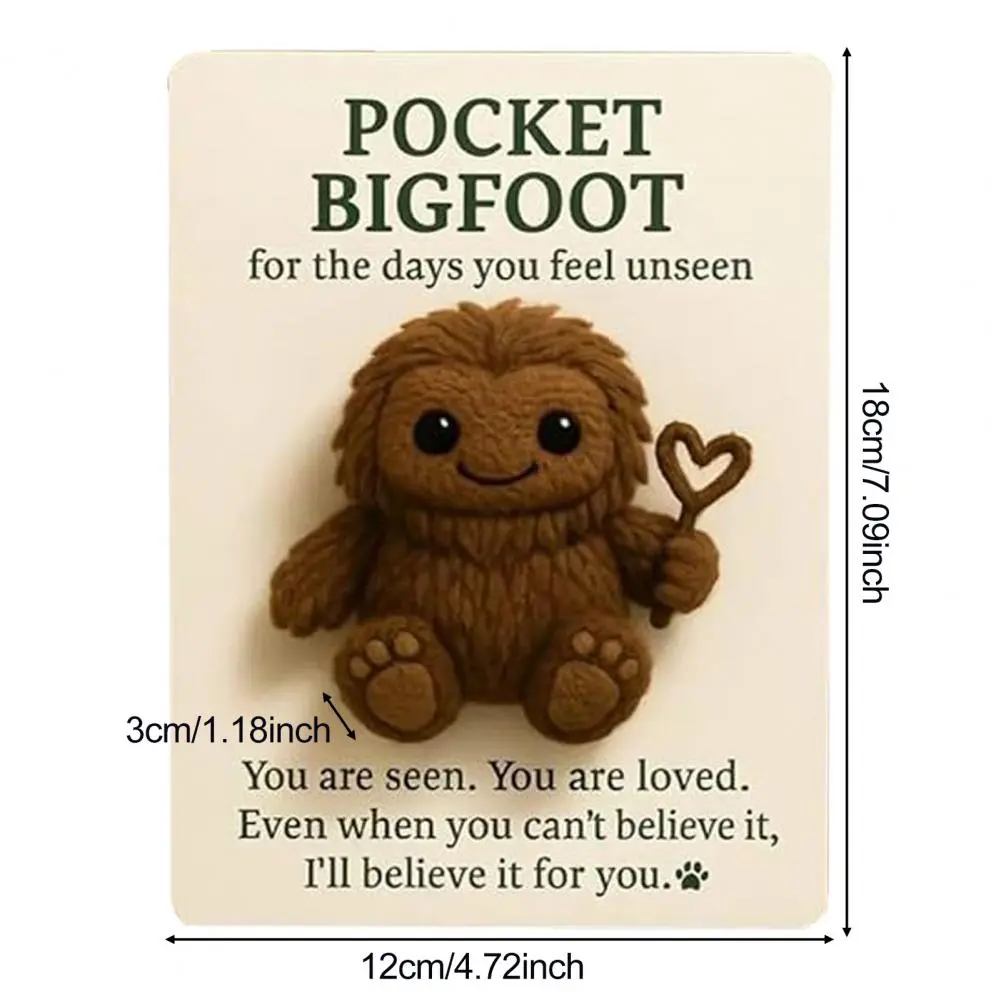 Pocket Sasquatch Plush Doll Emotional Support Stuffed Mini Sasquatch Portable Positive Animal Sasquatch Doll