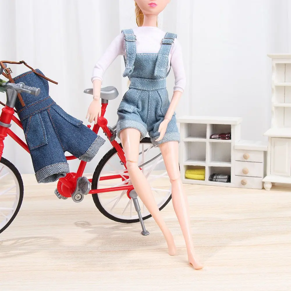 Solid Color Doll Overalls for 29 cm Doll 1/6 Doll Mini White T-shirt Doll Clothes DIY Play House Dressing Up Kids Gift Accessory