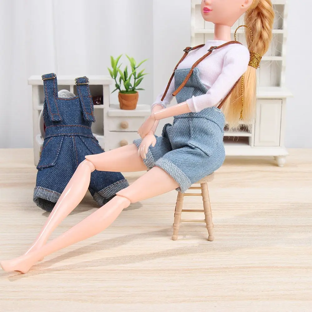 Solid Color Doll Overalls for 29 cm Doll 1/6 Doll Mini White T-shirt Doll Clothes DIY Play House Dressing Up Kids Gift Accessory