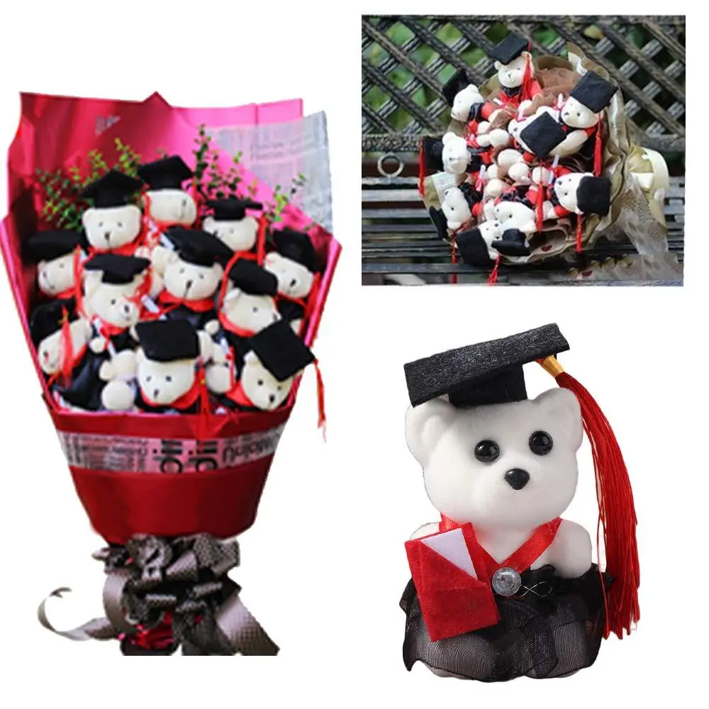 10 pcs/set Graduation Season Graduation Bear Doll Bouquet Celebrate Party Graduation Ceremony Mini Bear Flower Bouquet Foam Bear