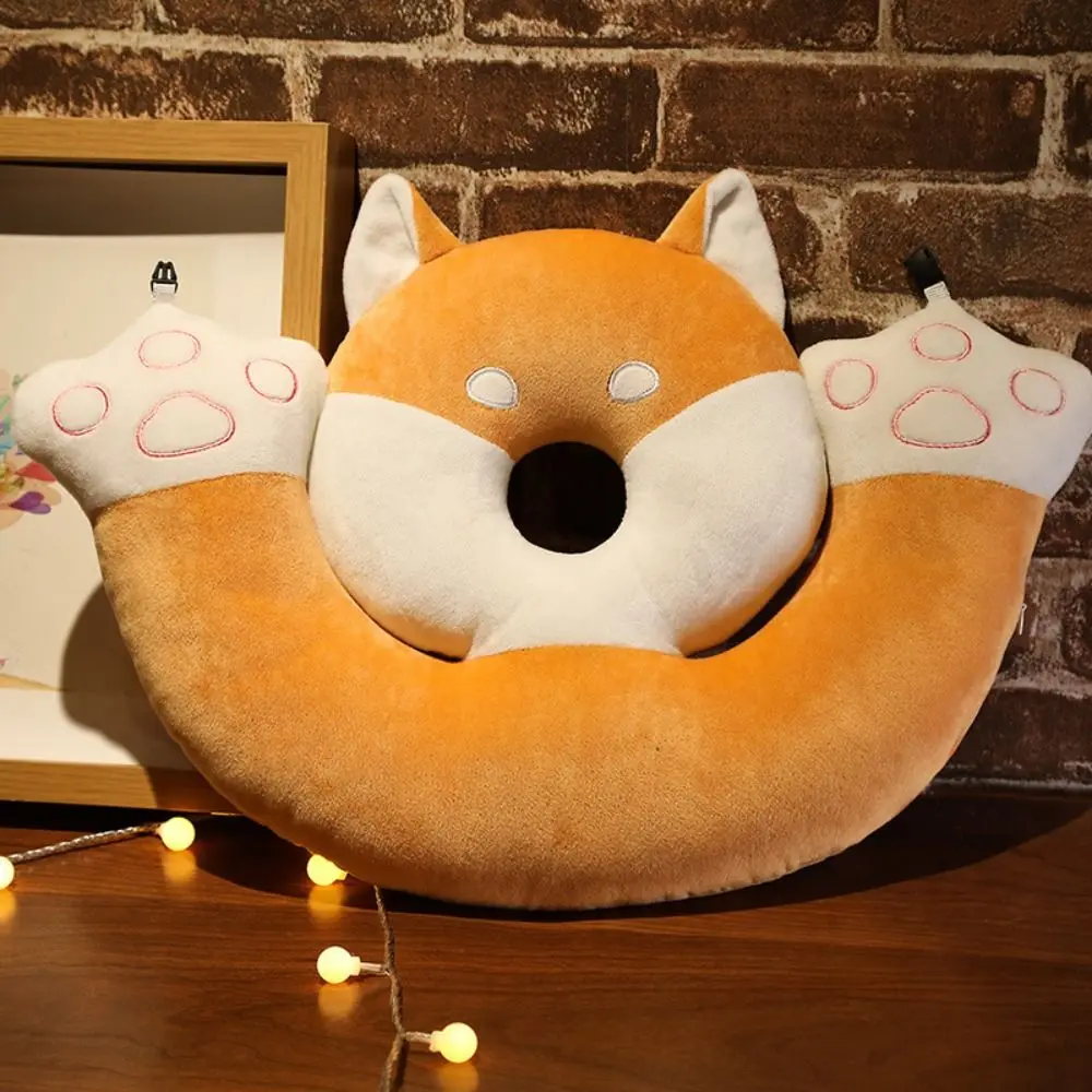 Double Layer Hand Warmer Pillow Super Soft Keep Warm Cat Office Nap Pillow Cartoon Plush Shiba Inu Neck Pillow Female Gift