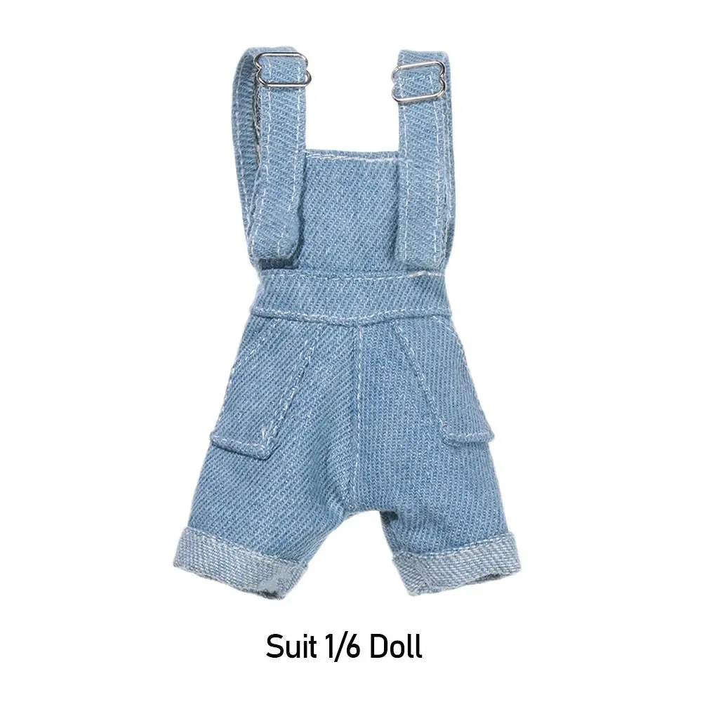 Solid Color Doll Overalls for 29 cm Doll 1/6 Doll Mini White T-shirt Doll Clothes DIY Play House Dressing Up Kids Gift Accessory