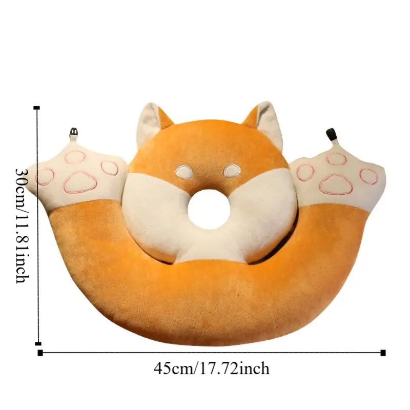 Double Layer Hand Warmer Pillow Super Soft Keep Warm Cat Office Nap Pillow Cartoon Plush Shiba Inu Neck Pillow Female Gift
