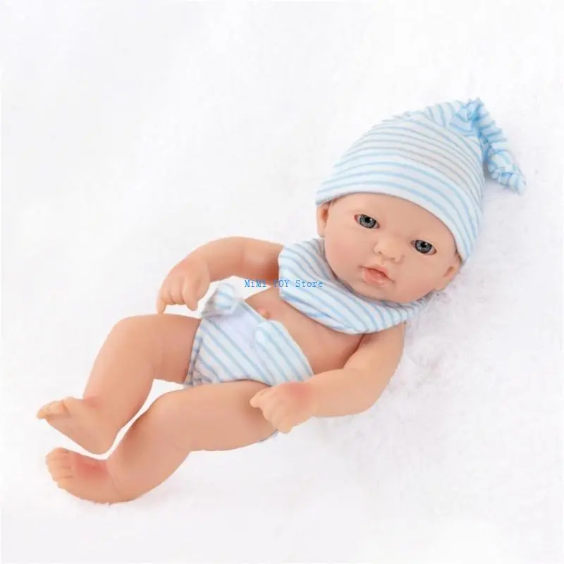 24BE Life Like Baby Doll Comfort Toy Caucasian Girl Dolls Toddler Cuddle Toy 18cm