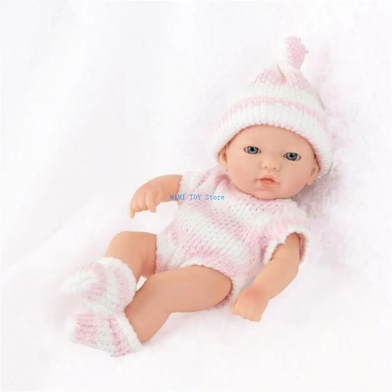 24BE Life Like Baby Doll Comfort Toy Caucasian Girl Dolls Toddler Cuddle Toy 18cm