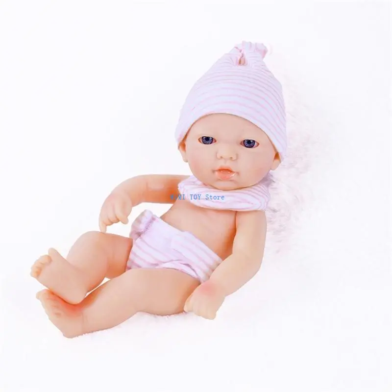 24BE Life Like Baby Doll Comfort Toy Caucasian Girl Dolls Toddler Cuddle Toy 18cm