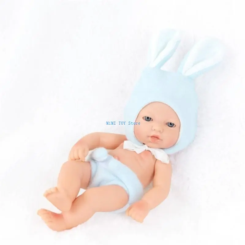 24BE Life Like Baby Doll Comfort Toy Caucasian Girl Dolls Toddler Cuddle Toy 18cm