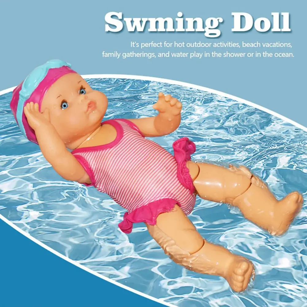 Swimming Doll with Movable Joint and Detachable Suit Water Baby Doll Kids Bathroom Bath Toy for Girls Birthday Gift for Kids