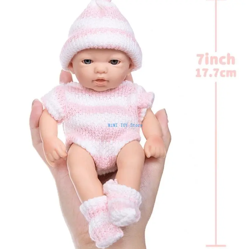 24BE Life Like Baby Doll Comfort Toy Caucasian Girl Dolls Toddler Cuddle Toy 18cm