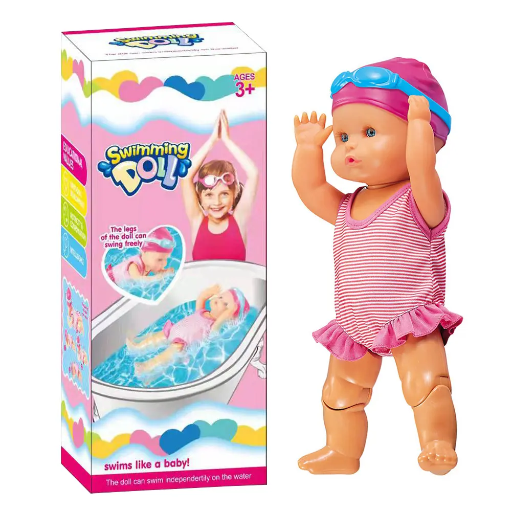 Swimming Doll with Movable Joint and Detachable Suit Water Baby Doll Kids Bathroom Bath Toy for Girls Birthday Gift for Kids