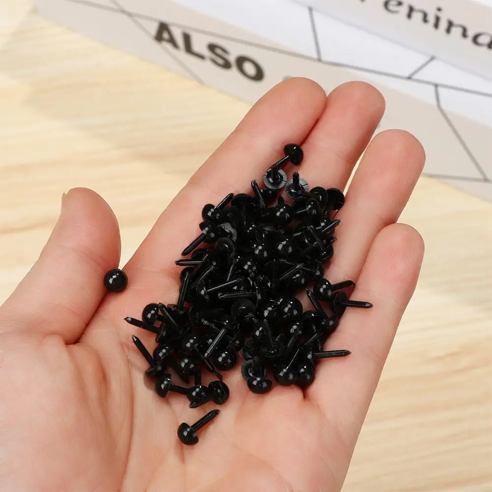 100Pcs 3/4/5/6mm Plastic Mini Safety Round Nose Stuffed Doll Eyes Plush Doll Eyes for Teddy Dog DIY Plastic Doll Eye Accessories