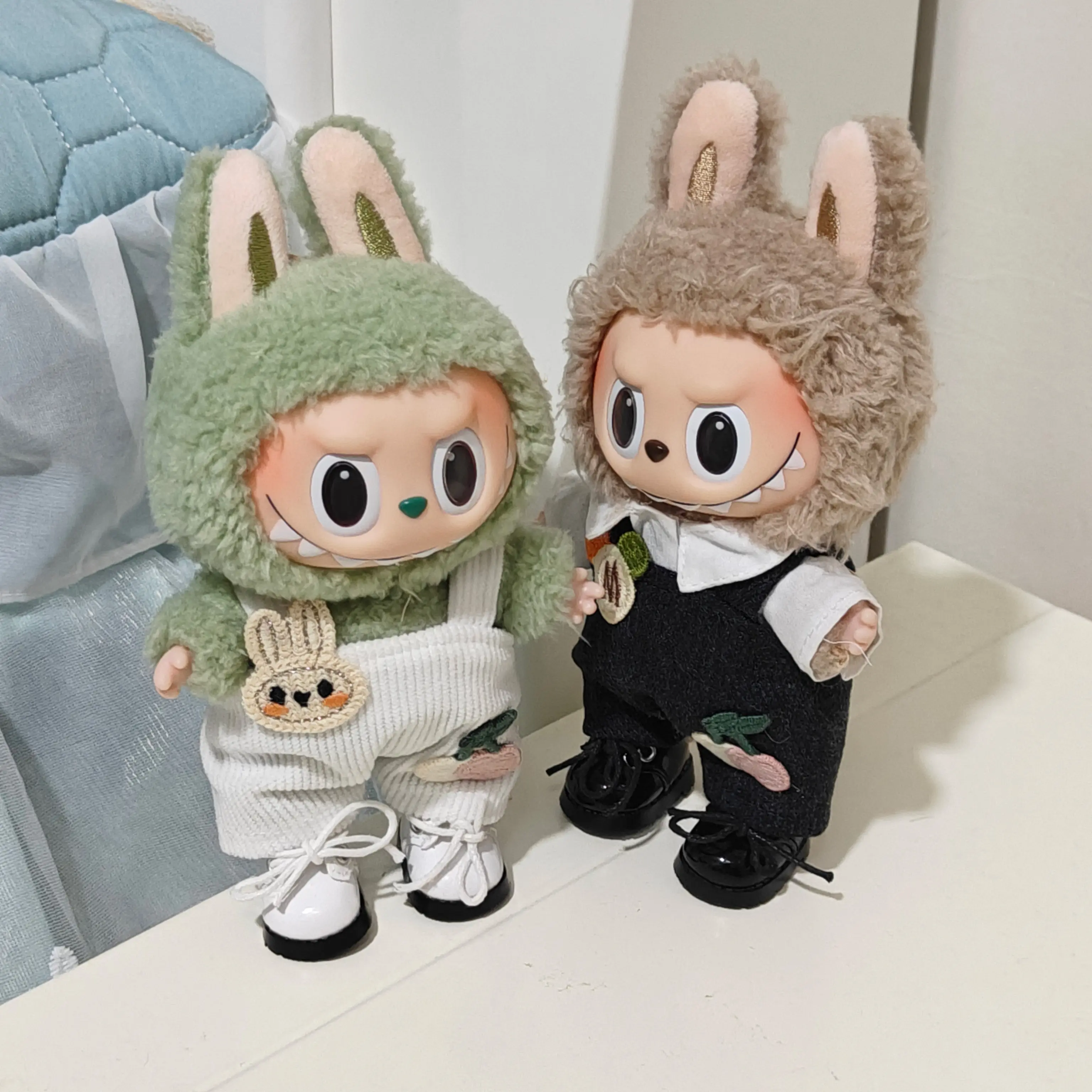 For 17cm Labubu Ropa Cartoon Rabbit Doll overalls Casual Style Labubu Outfit Labubu Accessories