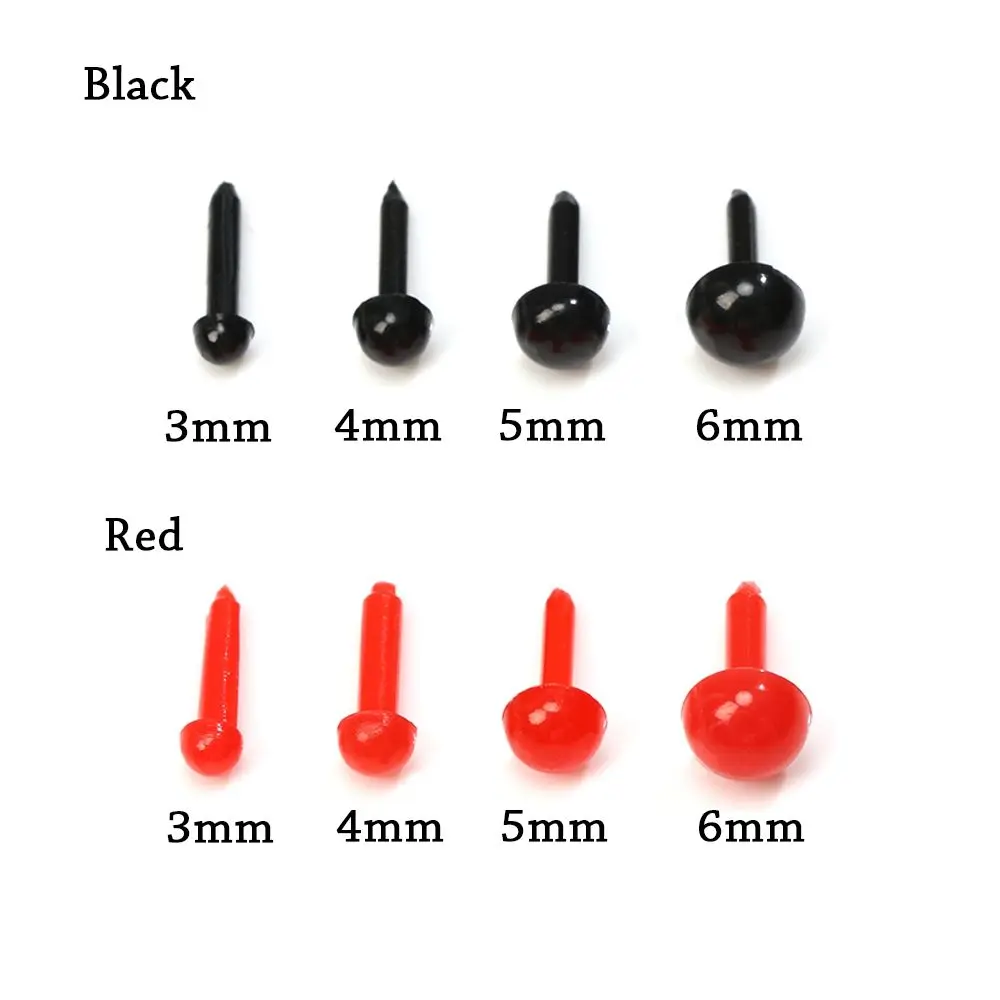 100Pcs 3/4/5/6mm Plastic Mini Safety Round Nose Stuffed Doll Eyes Plush Doll Eyes for Teddy Dog DIY Plastic Doll Eye Accessories