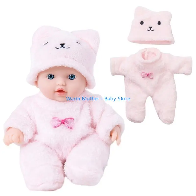 8’’ Life Like Reborns Doll Toy Figure Interaction Toy Full Body Silicone Sleeping Doll that Looks Real with Plush Romper 57QE