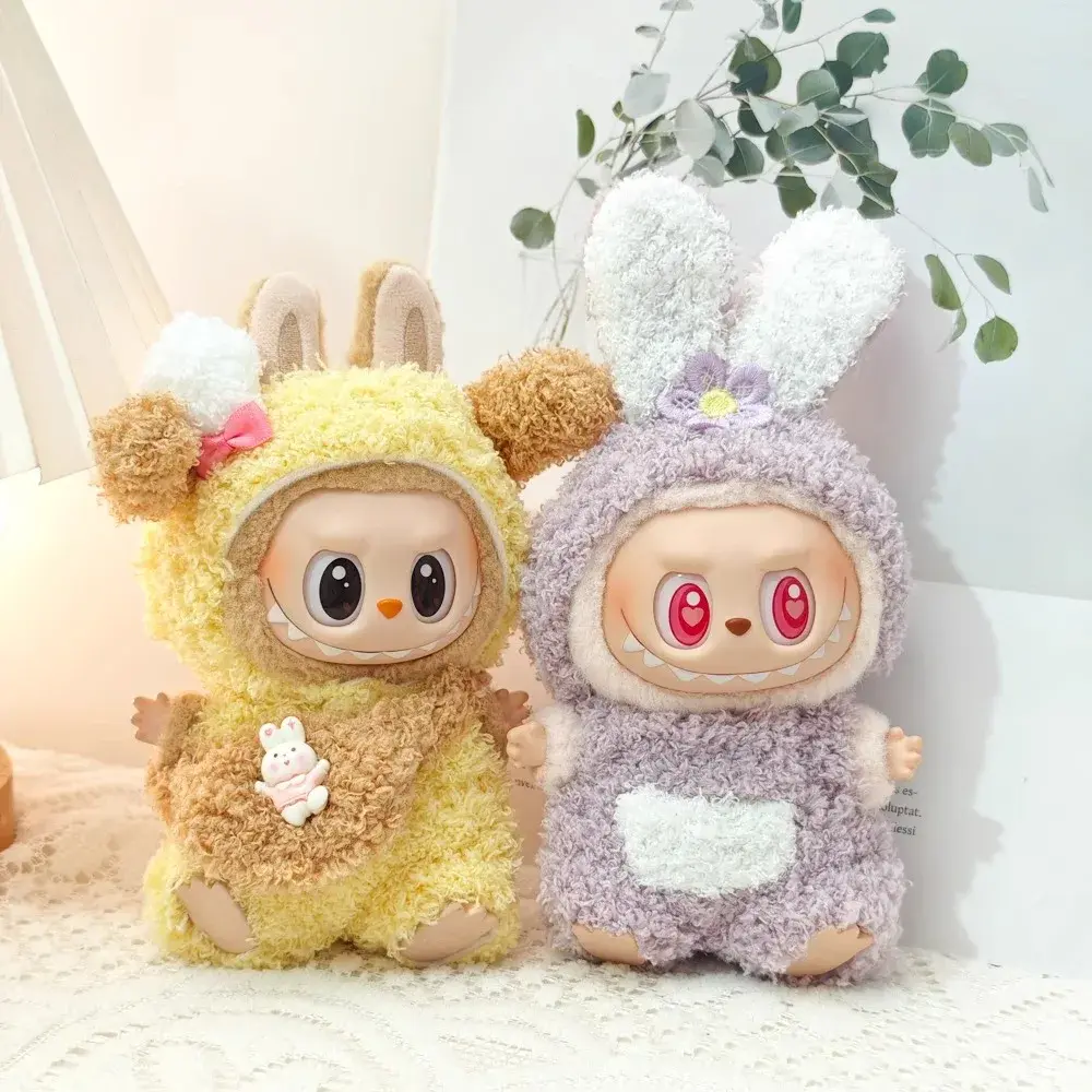 For 17cm Labubu V1 V2 Doll Clothes Outfit Accessories  Jumpsuit Plush Suit Santa Claus Panda Snowman Cosplay Labubu Ropa