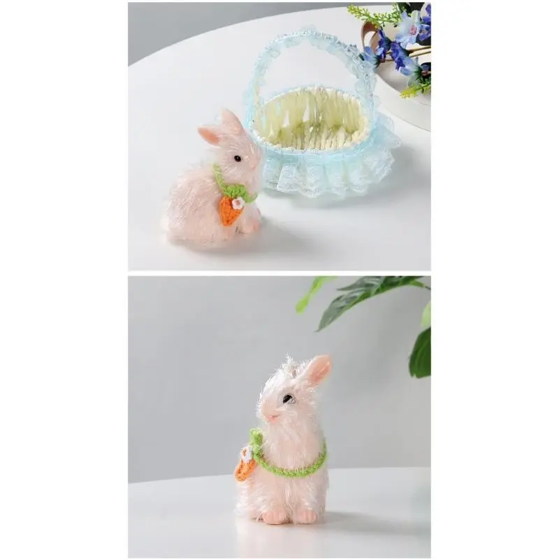Child Safe Artificial Rabbit Dolls with Basket For Sensory And Fine Motor Skill