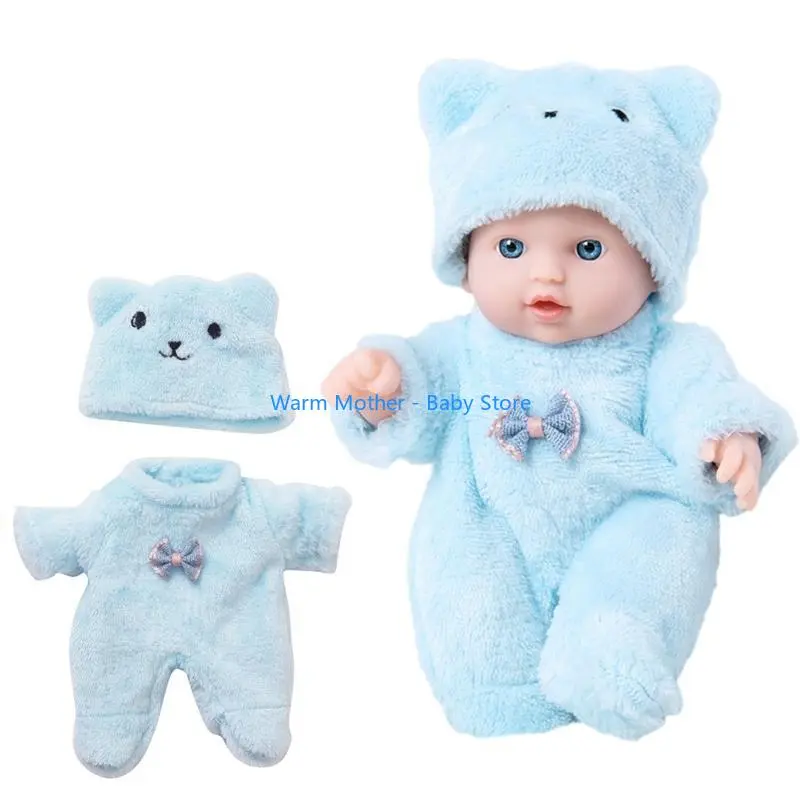 8’’ Life Like Reborns Doll Toy Figure Interaction Toy Full Body Silicone Sleeping Doll that Looks Real with Plush Romper 57QE