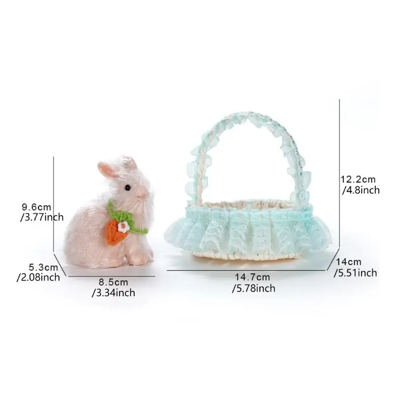 Child Safe Artificial Rabbit Dolls with Basket For Sensory And Fine Motor Skill