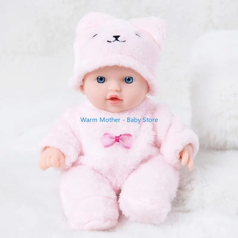 8’’ Life Like Reborns Doll Toy Figure Interaction Toy Full Body Silicone Sleeping Doll that Looks Real with Plush Romper 57QE