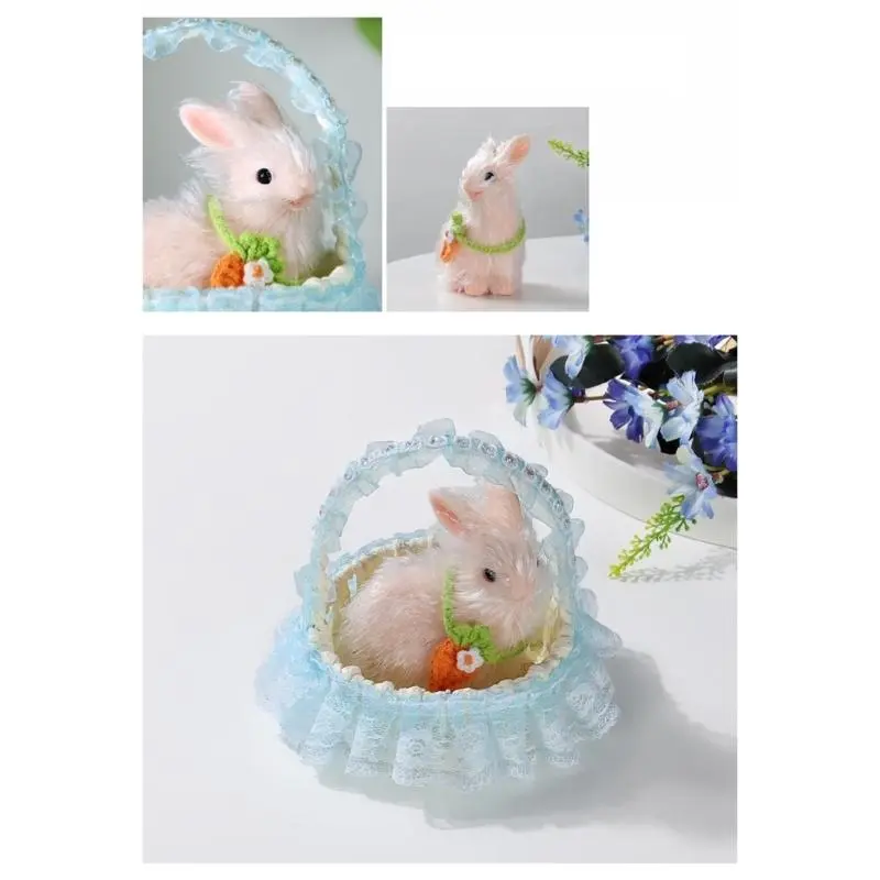 Child Safe Artificial Rabbit Dolls with Basket For Sensory And Fine Motor Skill