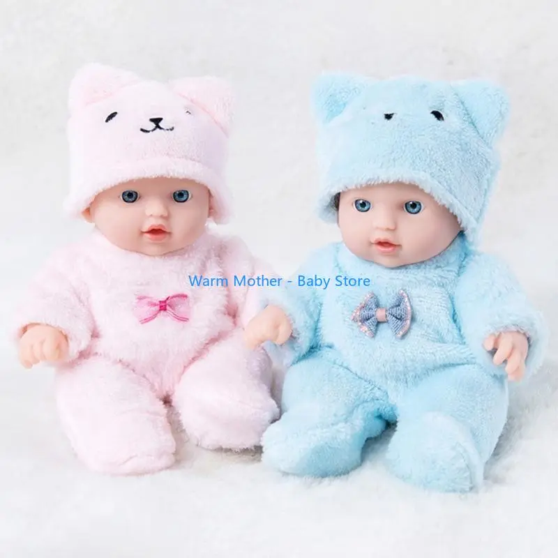 8’’ Life Like Reborns Doll Toy Figure Interaction Toy Full Body Silicone Sleeping Doll that Looks Real with Plush Romper 57QE