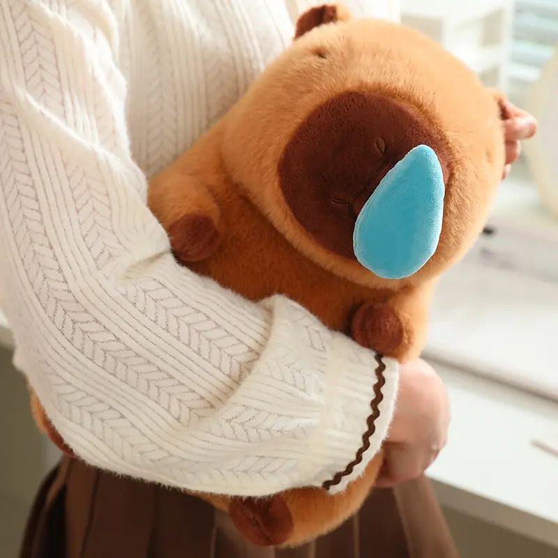Kawaii Capybara Plush Simulation Animals With Stretchable Nasal Mucus Cute Capibara Fluffty Soft Stuffed Plush Doll Kid Gift
