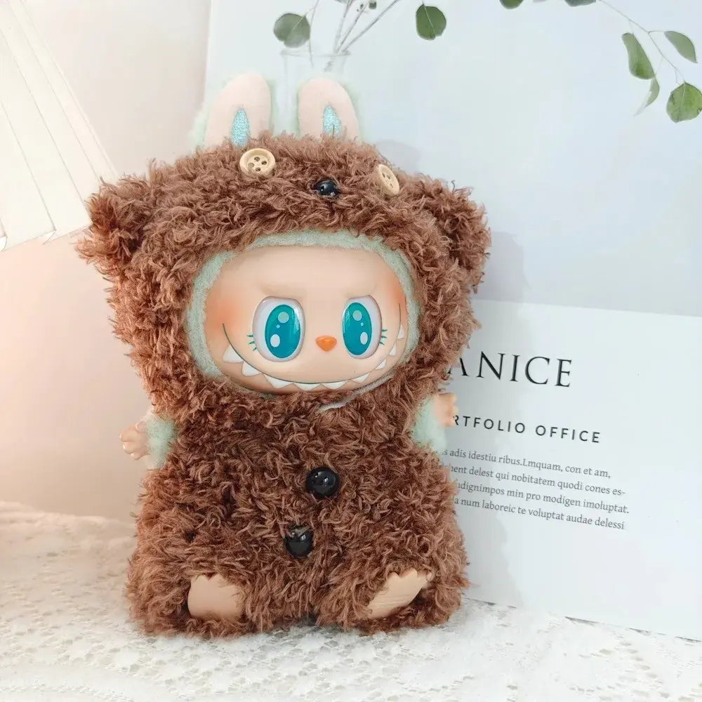 For 17cm Labubu V1 V2 Doll Clothes Outfit Accessories  Jumpsuit Plush Suit Santa Claus Panda Snowman Cosplay Labubu Ropa