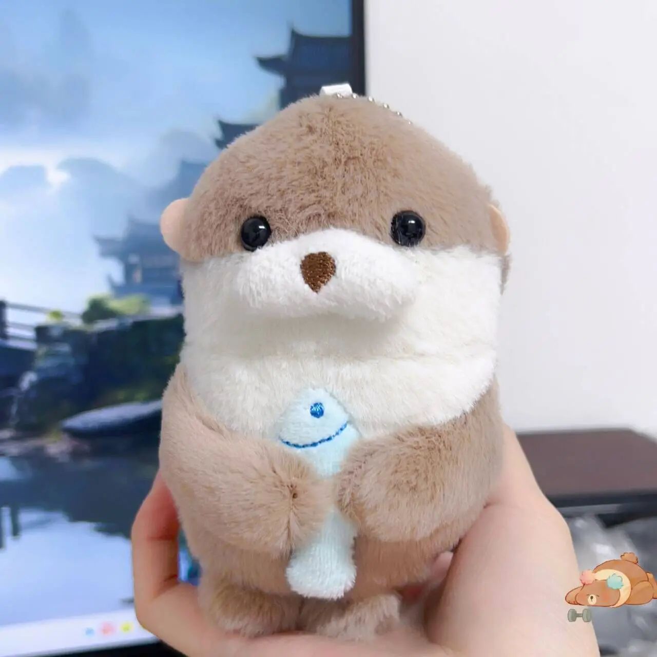 Amuse Cute Fish Hugging Little Otter Plush Doll Pendant Doll Children Couples Holiday Birthday Gifts Bedroom Sofa Decoration