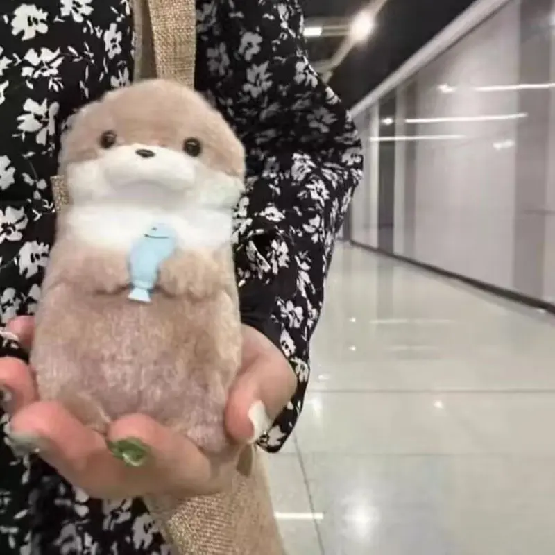 Amuse Cute Fish Hugging Little Otter Plush Doll Pendant Doll Children Couples Holiday Birthday Gifts Bedroom Sofa Decoration