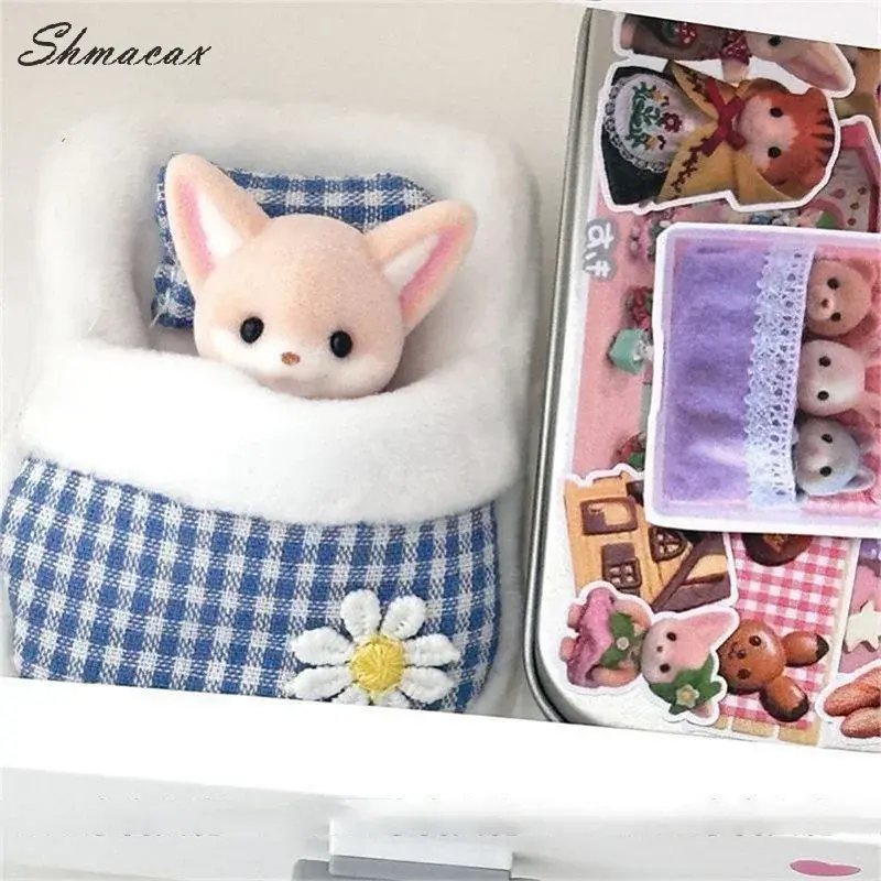 1 Piece Doll Small Quilt New Cute Plush Senbei Baby With Butterfly Knot Flower Quilt Mini Doll Sleeping Bag